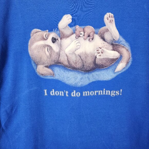 Easy Wear Blue Puppy Graphic Crewneck T-Shirt Dress - Picture 2 of 4